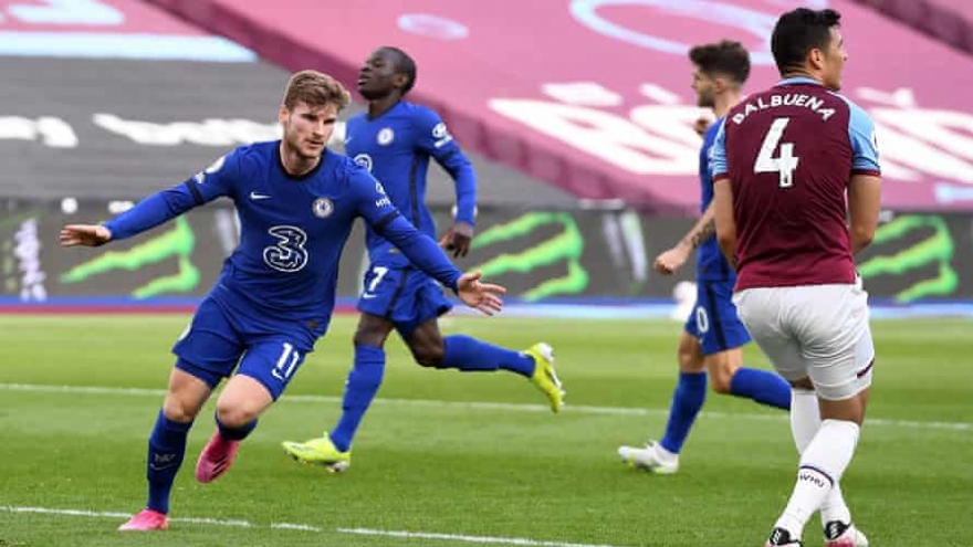 Timo Werner tỏa sáng, Chelsea cho West Ham "hít khói" trong cuộc đua top 4